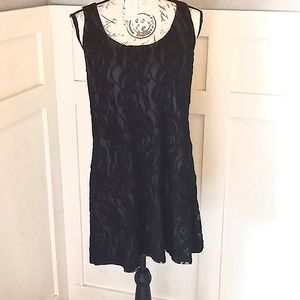 Andrea Behar For Boston Black Sleeveless Lace Formal A Line Cocktail Dress SzMed